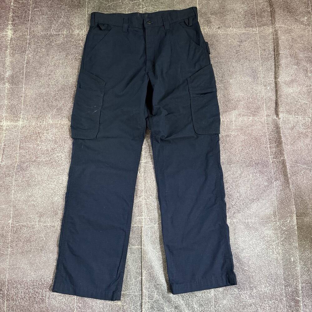 Men's Carhartt Relaxed Straight Force Ripstop Navy Blue Cargo Pants Sz 33 X 32
